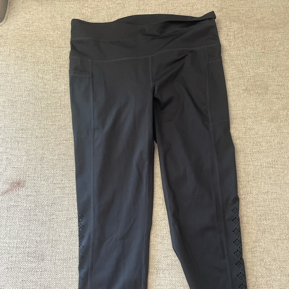 Capri leggings gray and dark blue